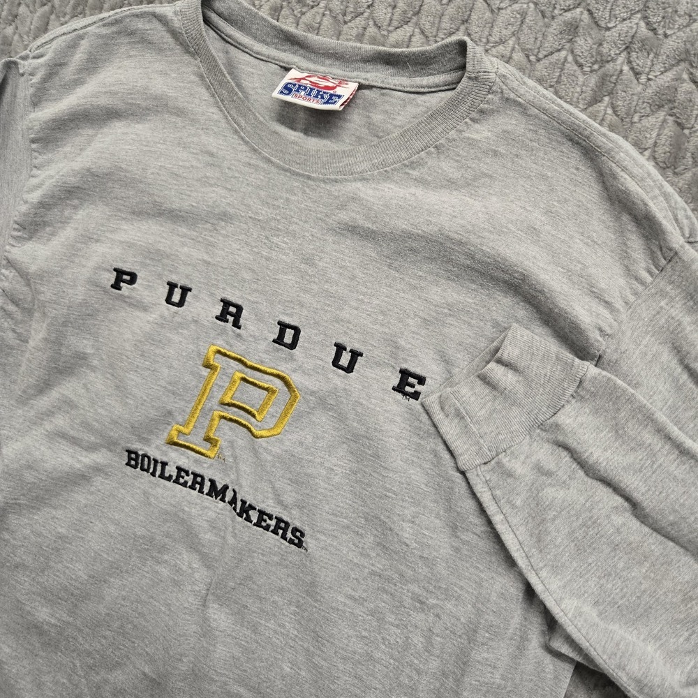 Vintage Purdue Boilermakers‎ Shirt Mens XL Gray Long Sleeve Y2K 00s Spike Sports